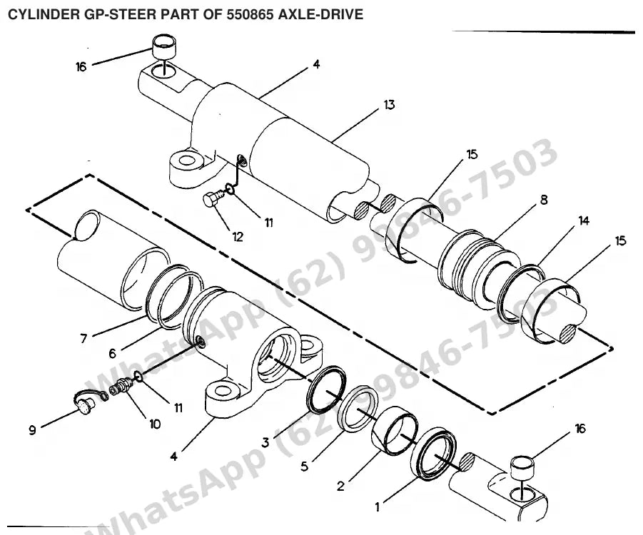 Vista explodida de peças do Catálogo Caterpillar V225C – exemplo 1