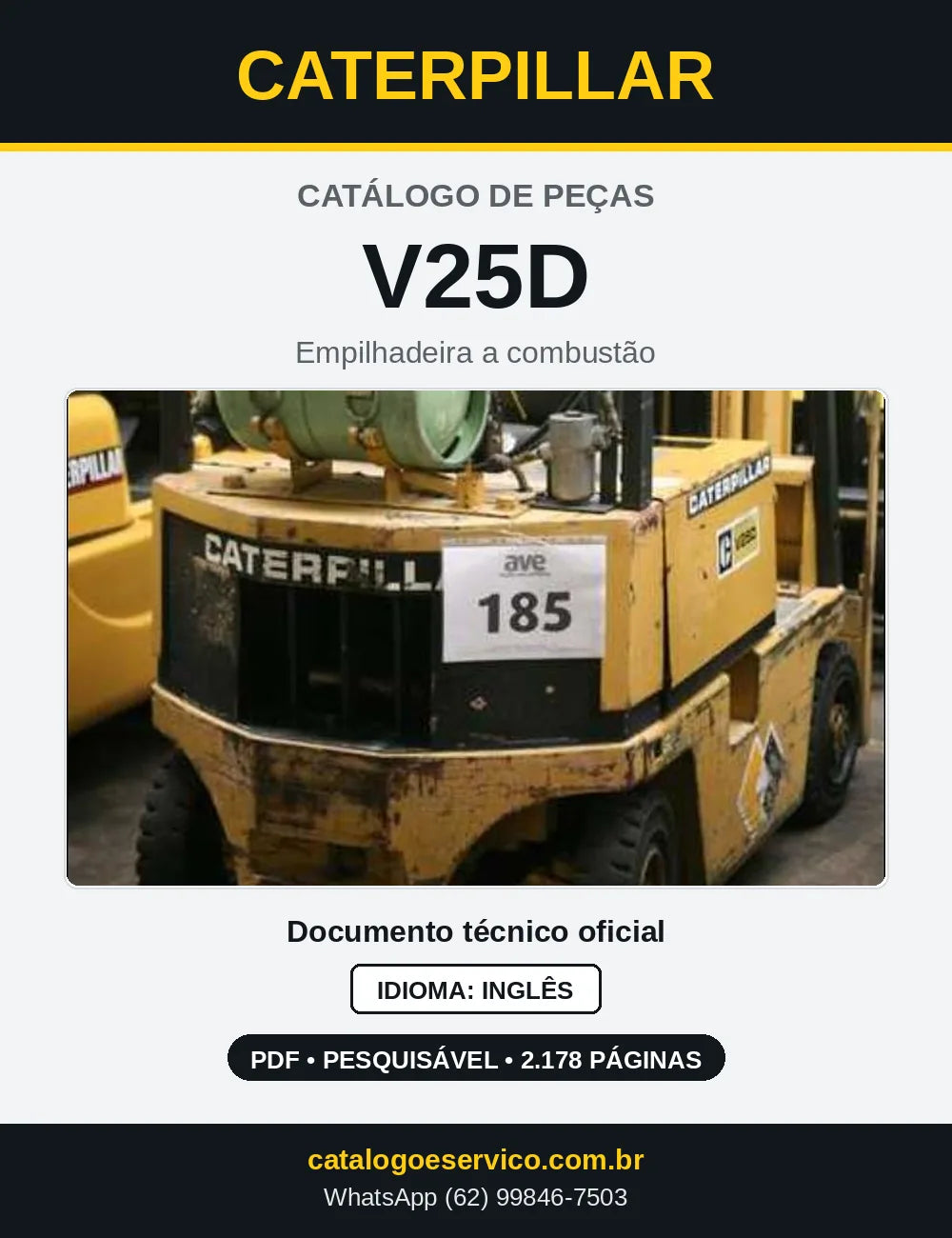 Capa do Catálogo de Peças Caterpillar V25D em PDF