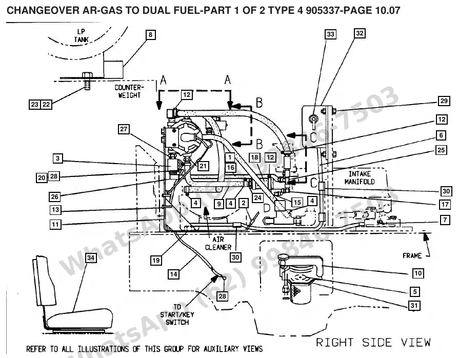 Vista explodida de peças do Catálogo Caterpillar V30D – exemplo 1