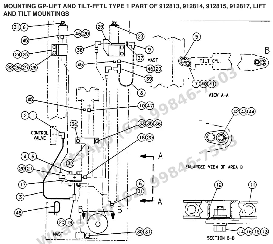 Vista explodida de peças do Catálogo Caterpillar V30D – exemplo 4