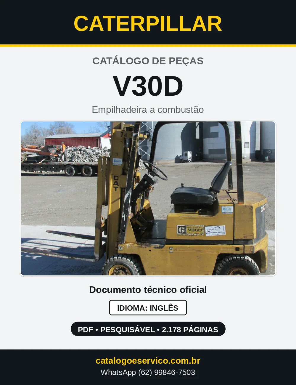 Capa do Catálogo de Peças Caterpillar V30D em PDF