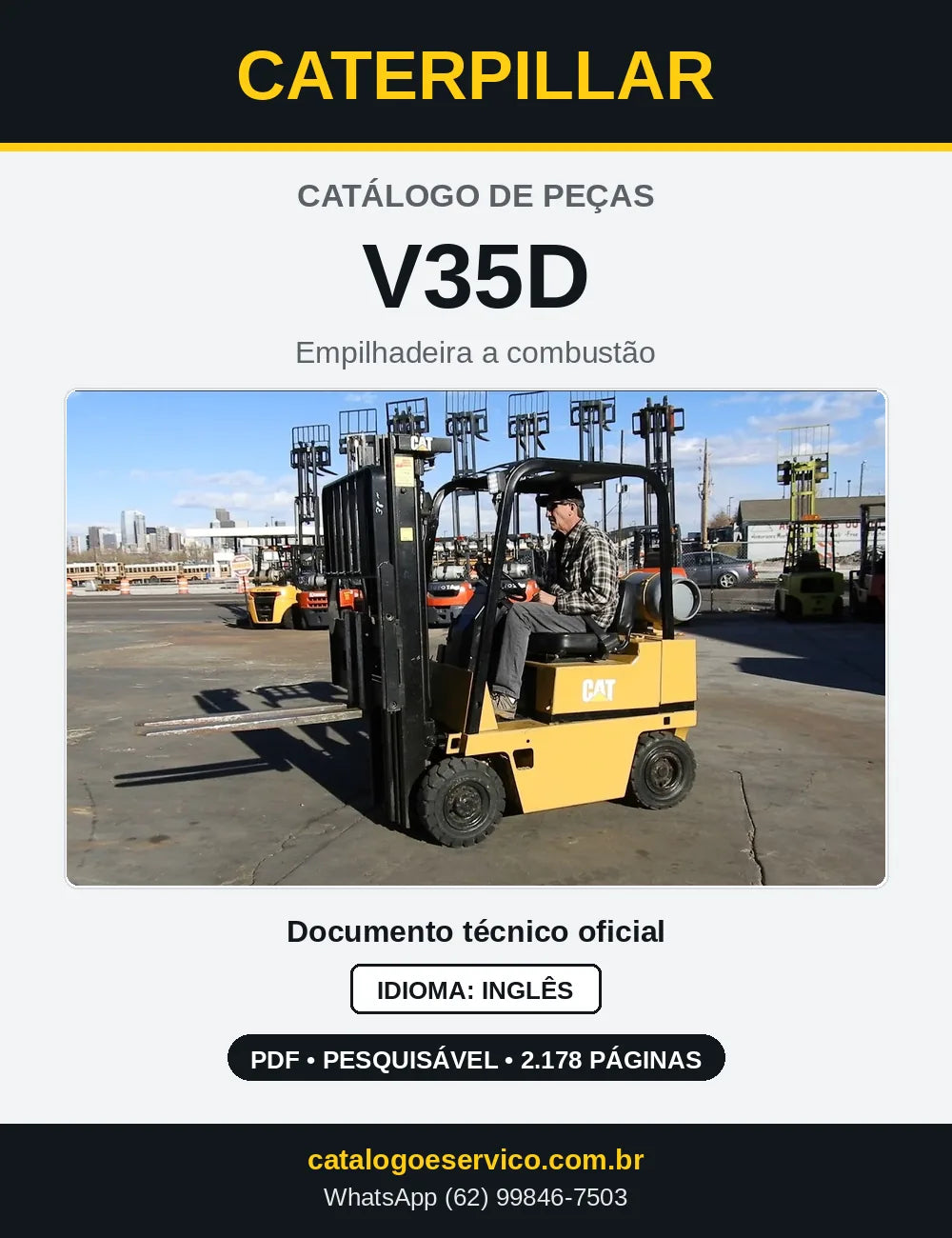 Capa do Catálogo de Peças Caterpillar V35D em PDF