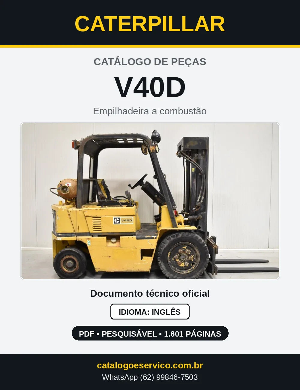 Capa do Catálogo de Peças Caterpillar V40D em PDF