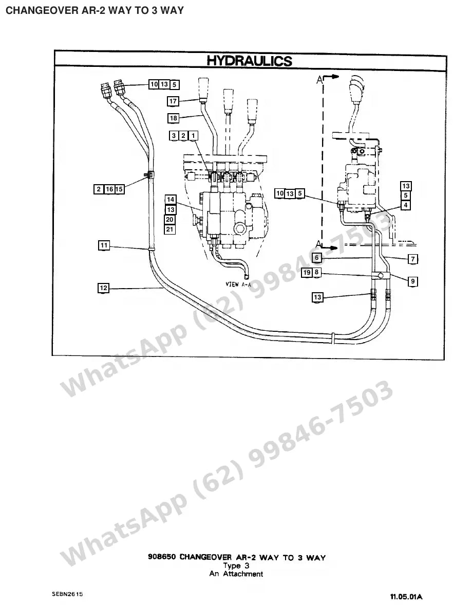 Vista explodida de peças do Catálogo Caterpillar V50D SA – exemplo 2