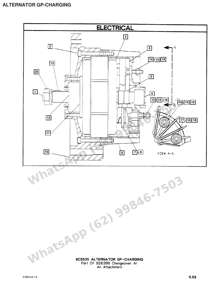 Vista explodida de peças do Catálogo Caterpillar V50D SA – exemplo 3