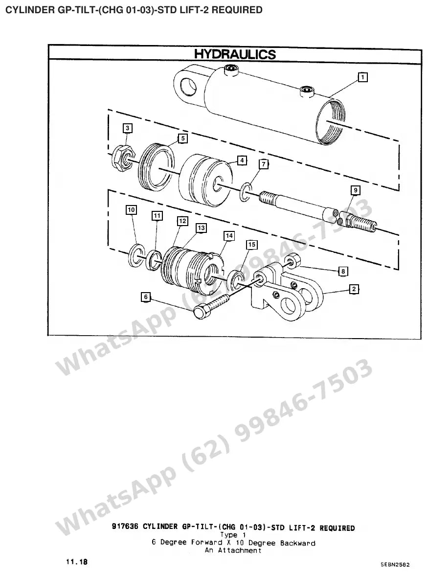 Vista explodida de peças do Catálogo Caterpillar V60E – exemplo 4