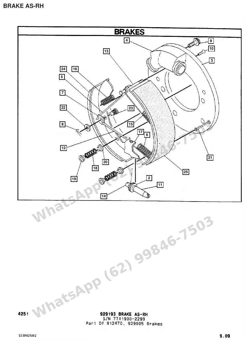 Vista explodida de peças do Catálogo Caterpillar V70E – exemplo 3