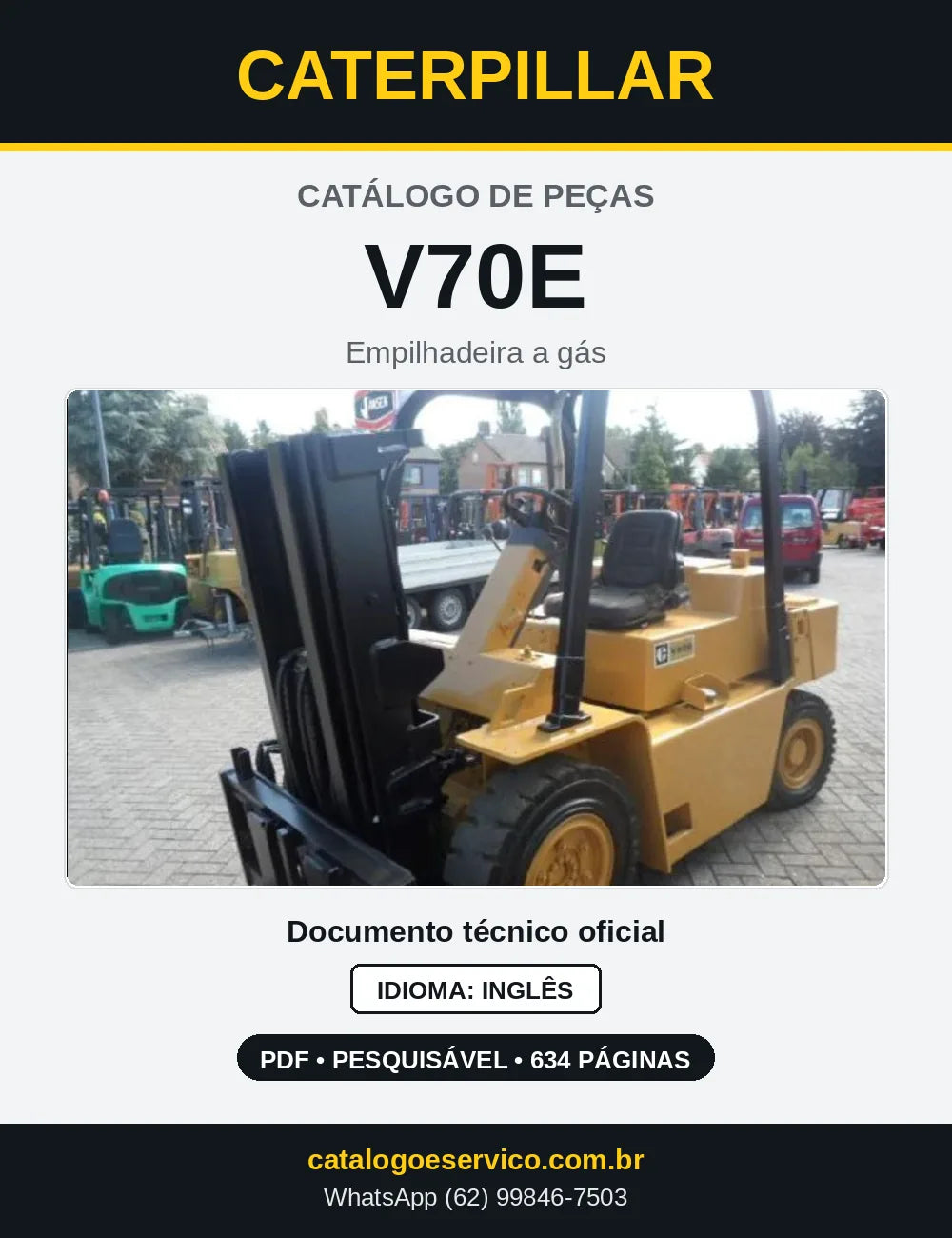 Capa do Catálogo de Peças Caterpillar V70E em PDF