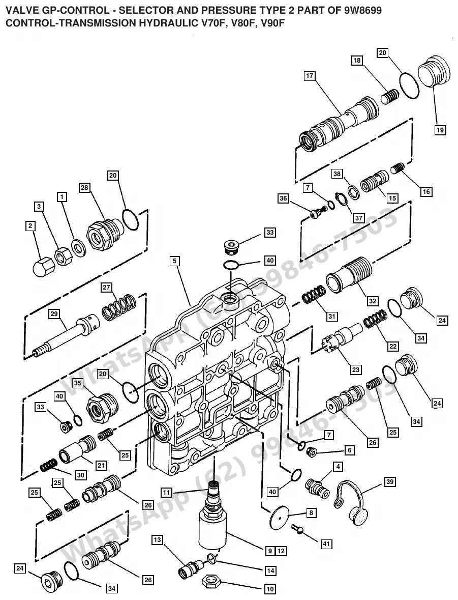 Vista explodida de peças do Catálogo Caterpillar V80F – exemplo 2