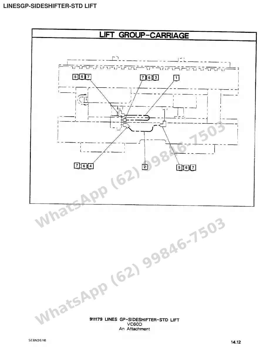 Vista explodida de peças do Catálogo Caterpillar VC60D SA – exemplo 4