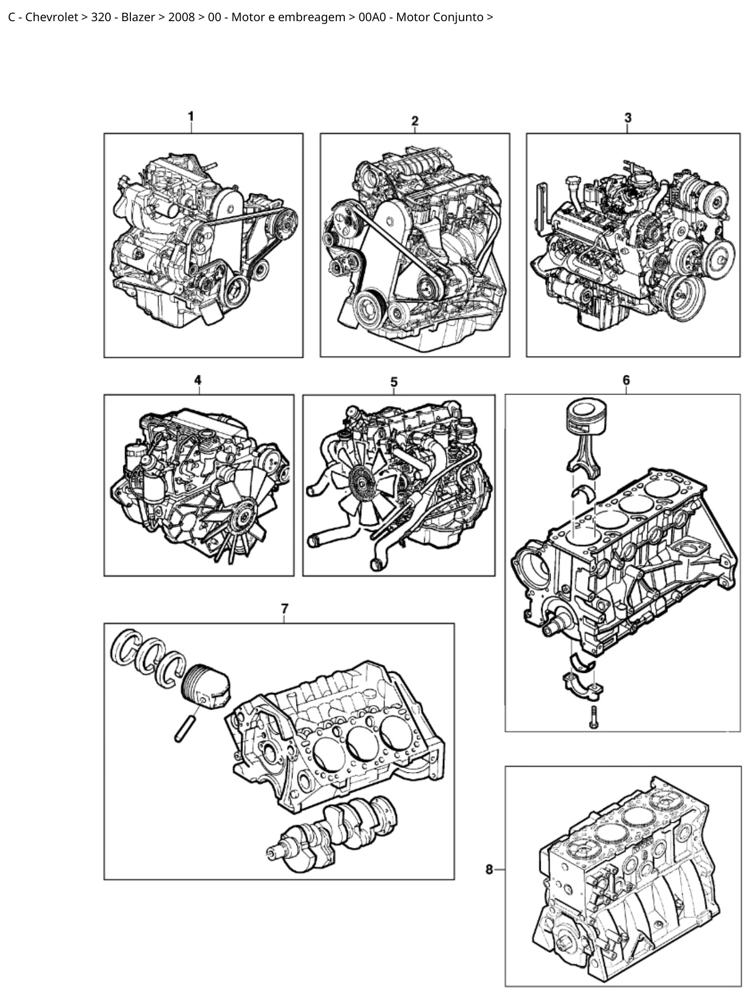 Catálogo de Peças Chevrolet Blazer 2008 (peças 1995-2011) — vista explodida 1 (pág. 1 do PDF)