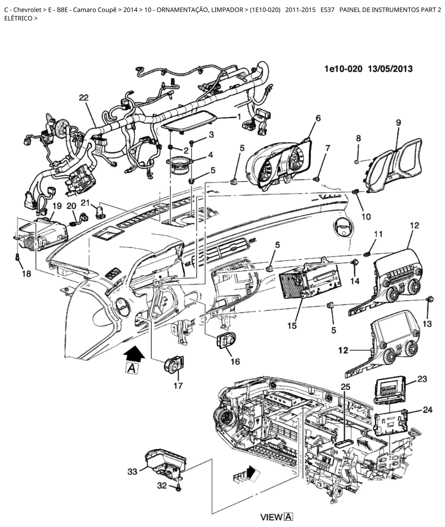 Catálogo de Peças Chevrolet Camaro Coupê 2014 — vista explodida 1 (pág. 337 do PDF)