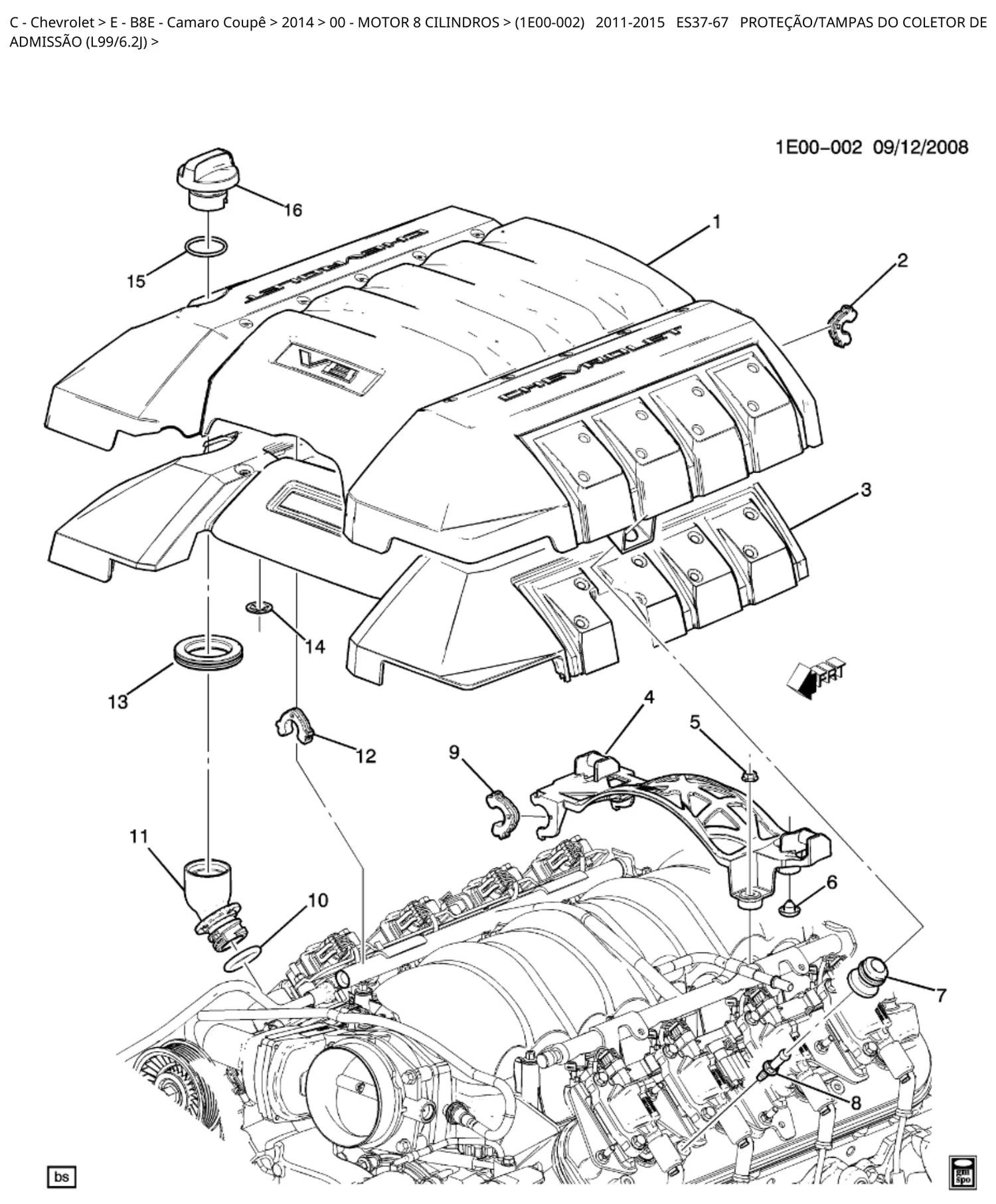 Catálogo de Peças Chevrolet Camaro Coupê 2014 — vista explodida 3 (pág. 1 do PDF)