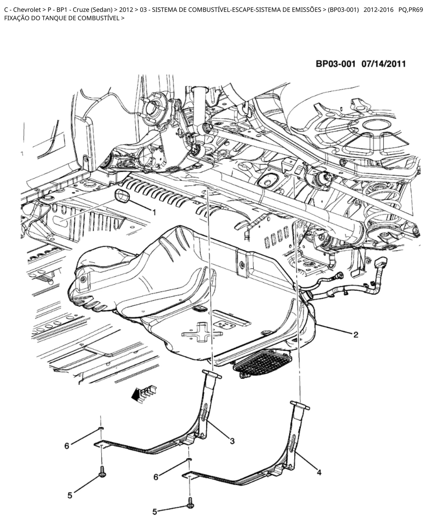 Catálogo de Peças Chevrolet Cruze Sedan 2012-2016 — vista explodida 1 (pág. 135 do PDF)
