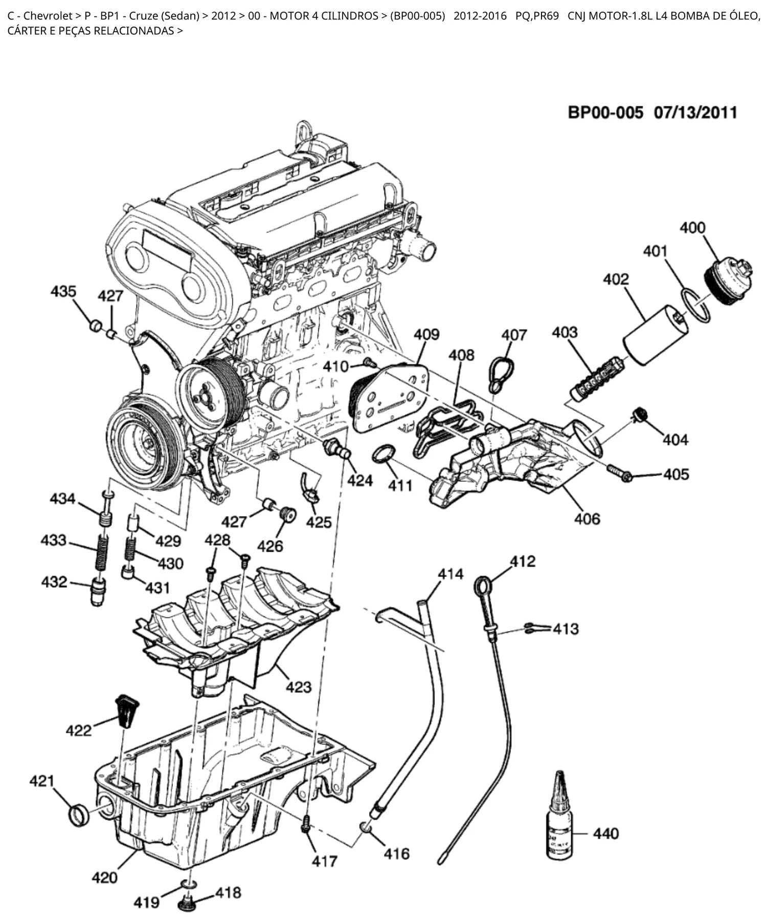 Catálogo de Peças Chevrolet Cruze Sedan 2012-2016 — vista explodida 2 (pág. 35 do PDF)