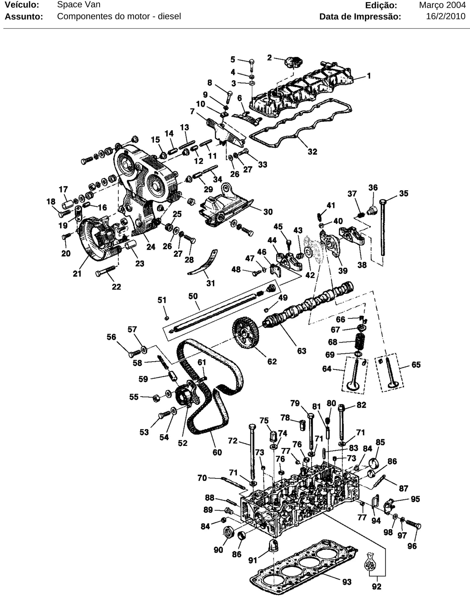 Catálogo de Peças Chevrolet Space Van / Trafic (90 a 99) — vista explodida 2 (pág. 20 do PDF)