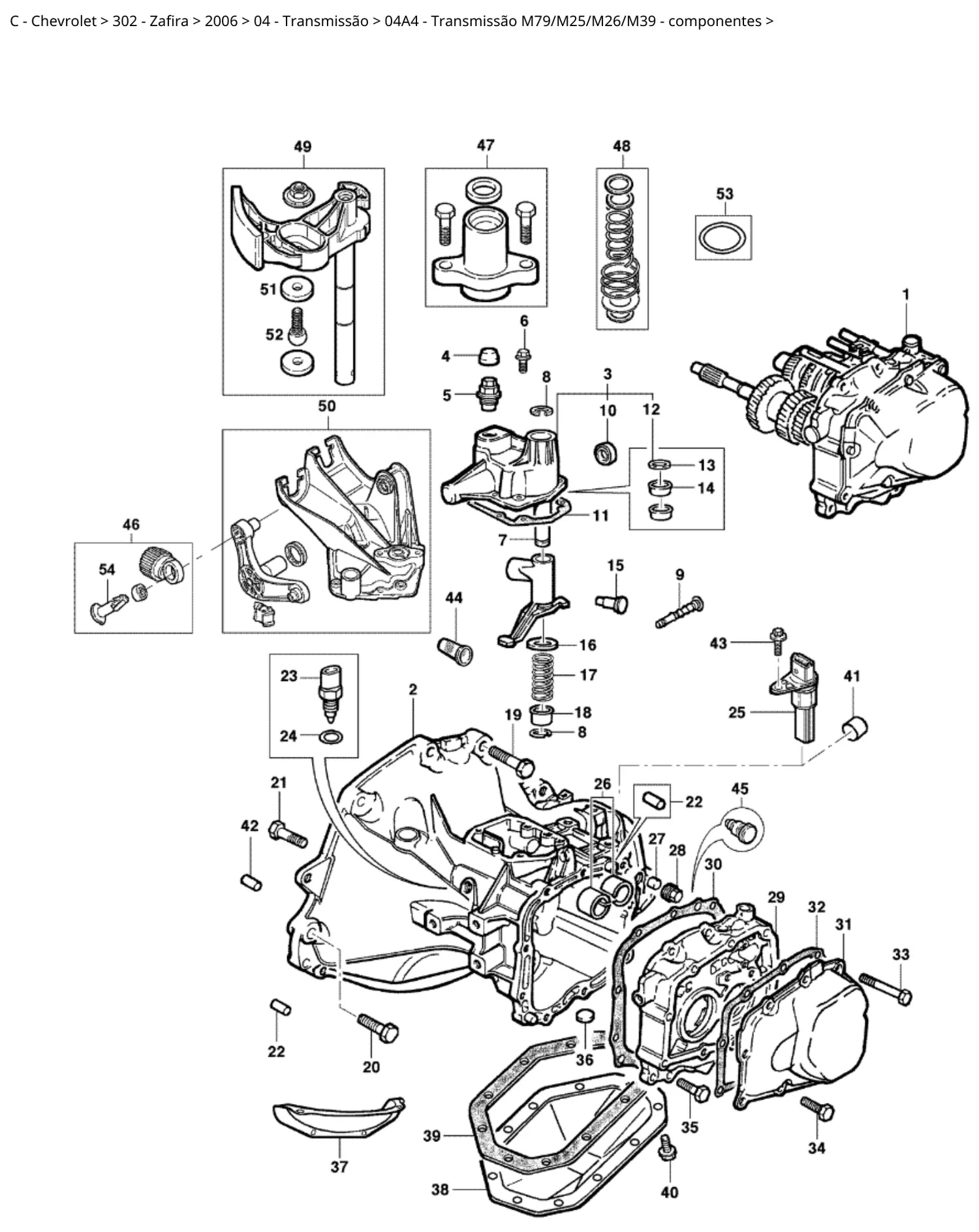 Catálogo de Peças Chevrolet Zafira 2006 (peças 1999-2012) — vista explodida 3 (pág. 275 do PDF)