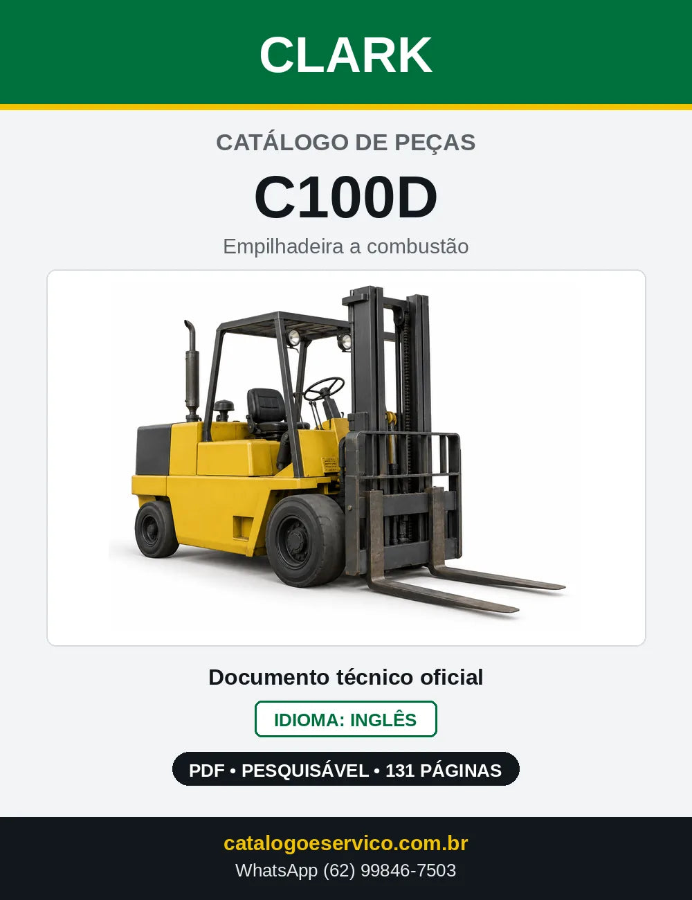 Catálogo de Peças Empilhadeira Diesel Clark C100D (C0100D) — capa