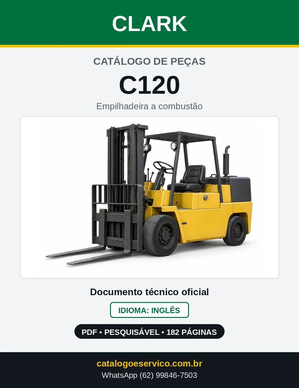 Catálogo de Peças Empilhadeira a Gasolina Clark C120 (C0120) — capa