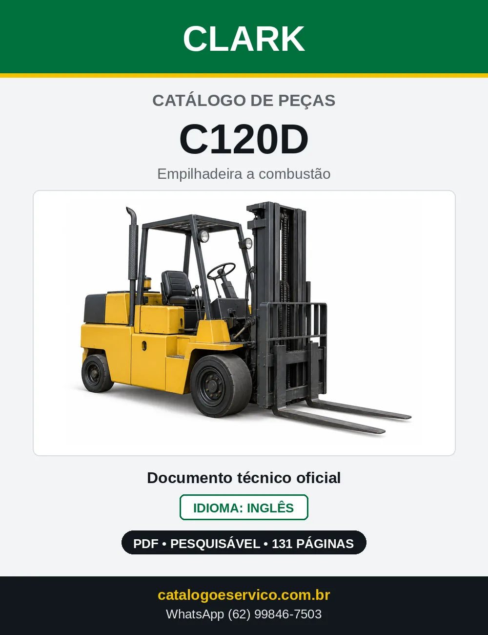 Catálogo de Peças Empilhadeira Diesel Clark C120D (C0120D) — capa