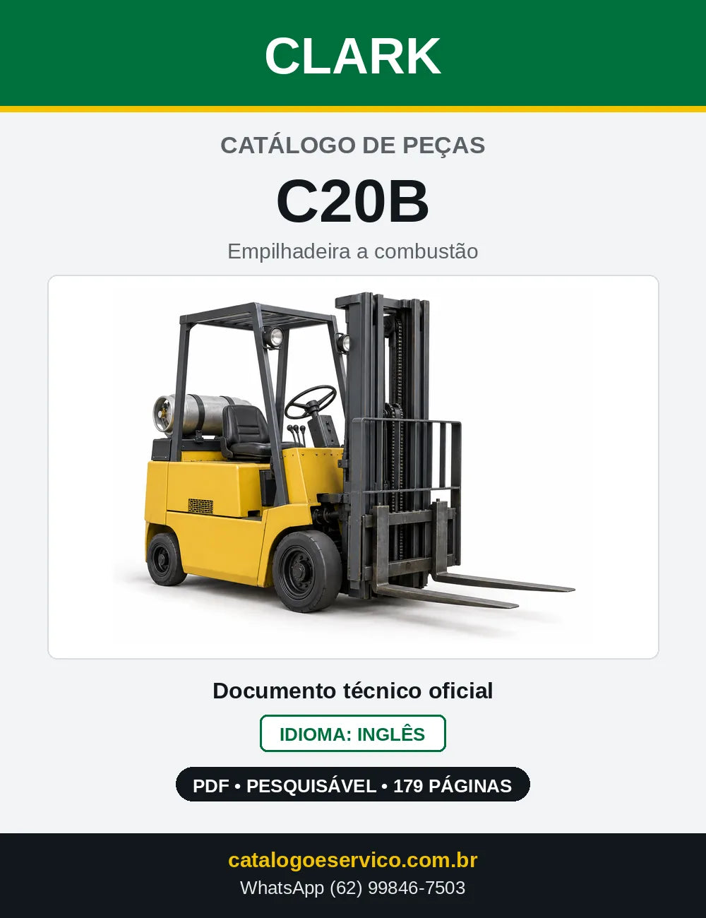 Catálogo de Peças Empilhadeira Clark C20B (C0020B) — capa