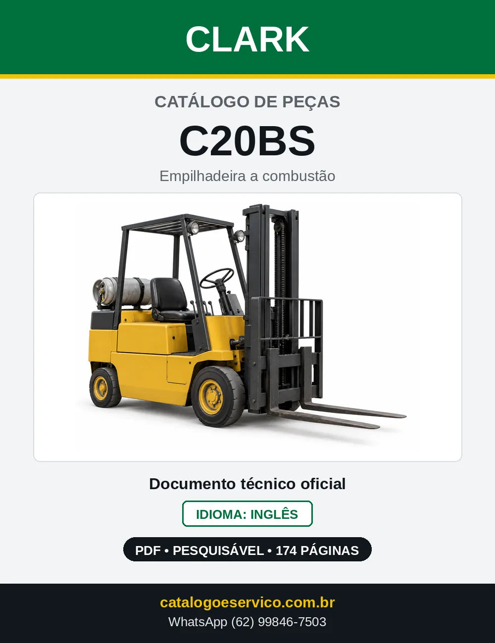 Catálogo de Peças Empilhadeira Clark C20BS (C0020BS) — capa