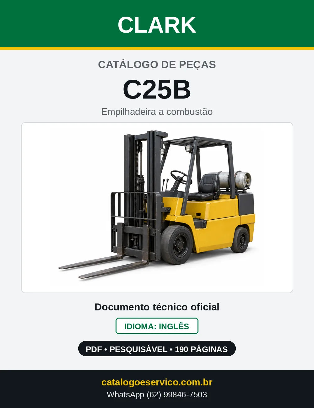 Catálogo de Peças Empilhadeira Clark C25B (C0025B) — capa
