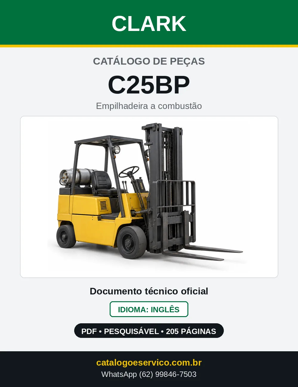 Catálogo de Peças Empilhadeira Clark C25BP (C0025BP) — capa