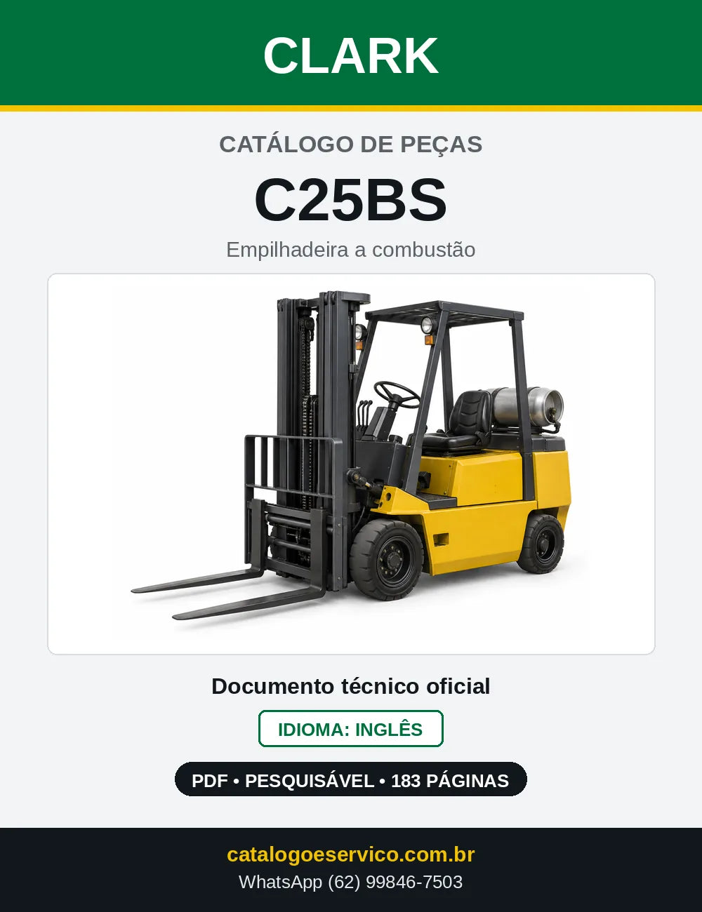 Catálogo de Peças Empilhadeira Clark C25BS (C0025BS) — capa