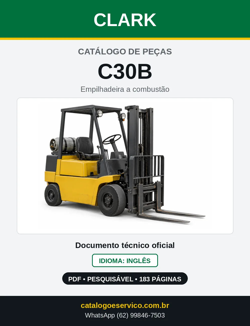 Catálogo de Peças Empilhadeira Clark C30B (C0030B) — capa