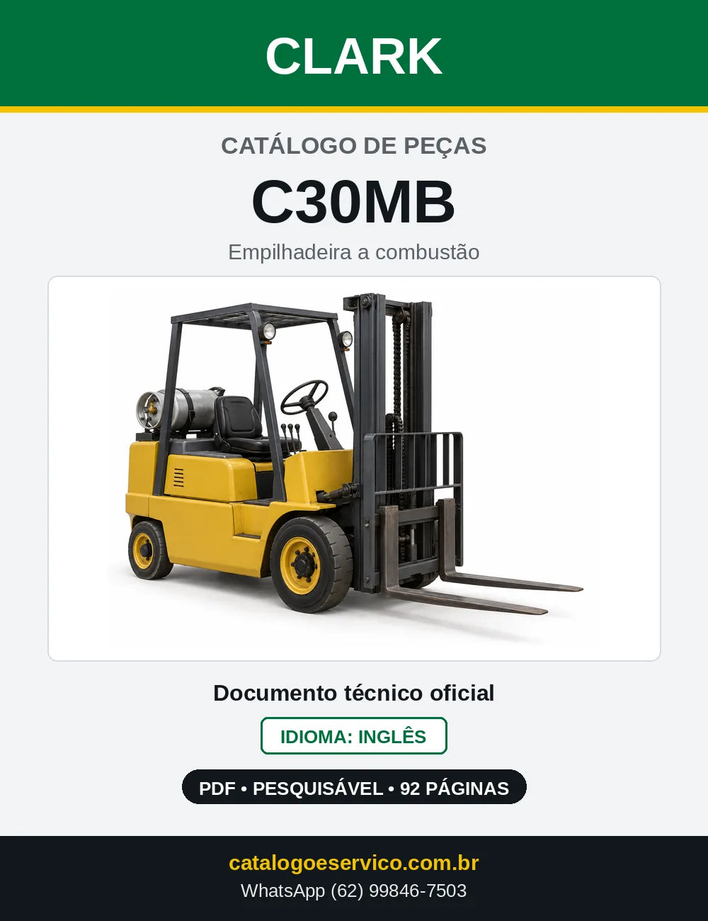 Catálogo de Peças Empilhadeira Clark C30MB (C0030MB) — capa