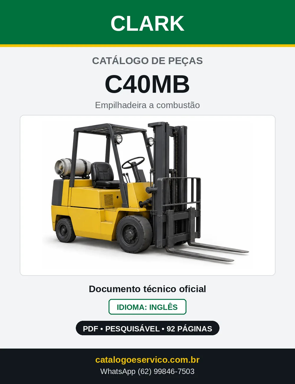Catálogo de Peças Empilhadeira Clark C40MB (C0040MB) — capa
