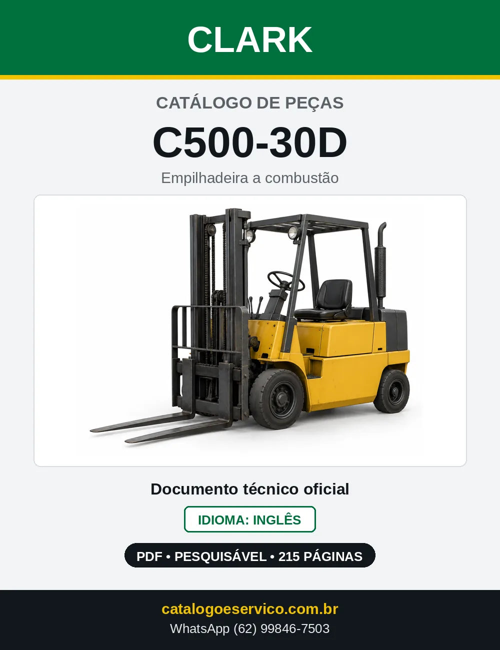 Catálogo de Peças Empilhadeira Diesel Clark C500-30D (0030D) — capa