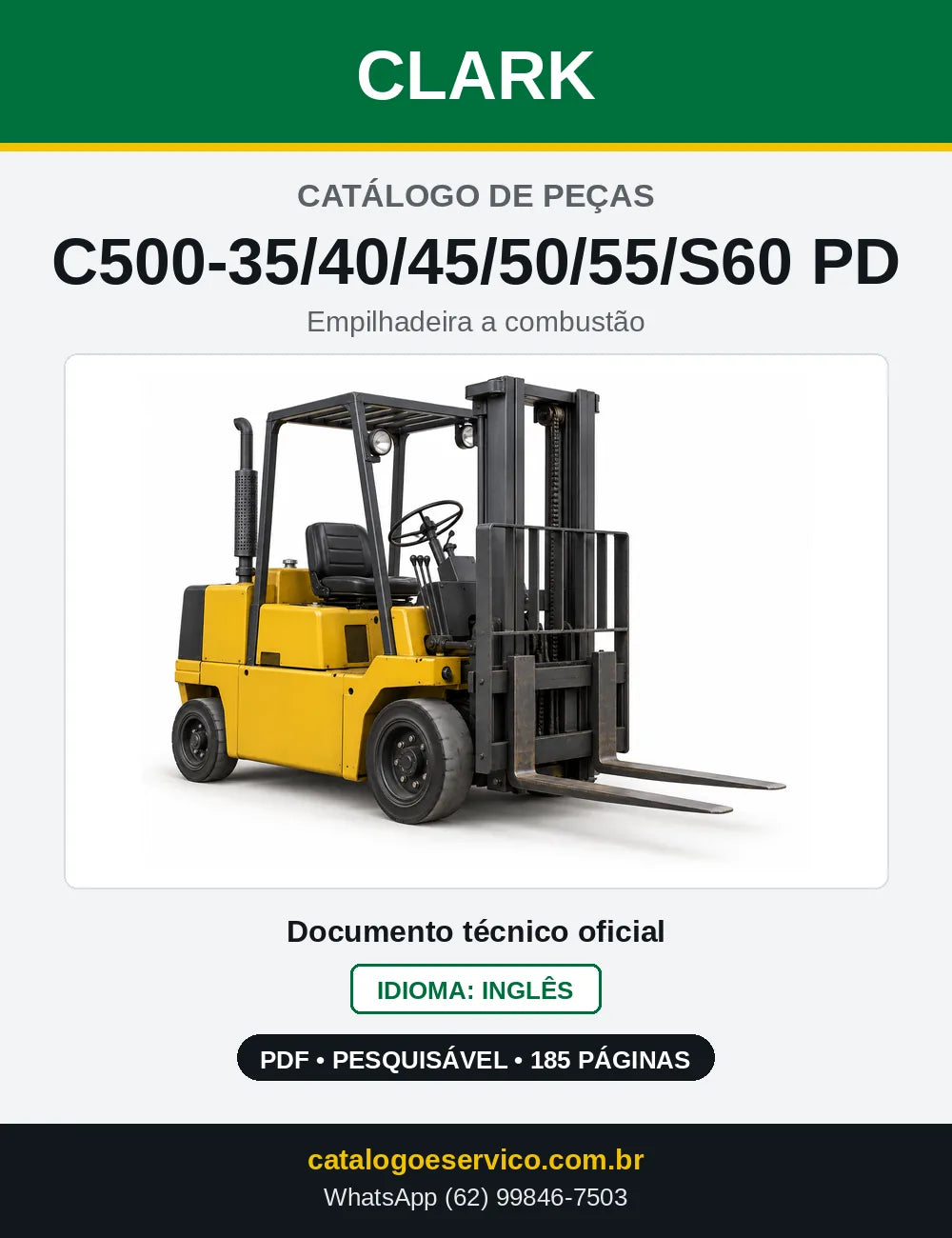 Catálogo de Peças Empilhadeira Diesel Clark C500-35/40/45/50/55/S60 PD (0355PD) — capa