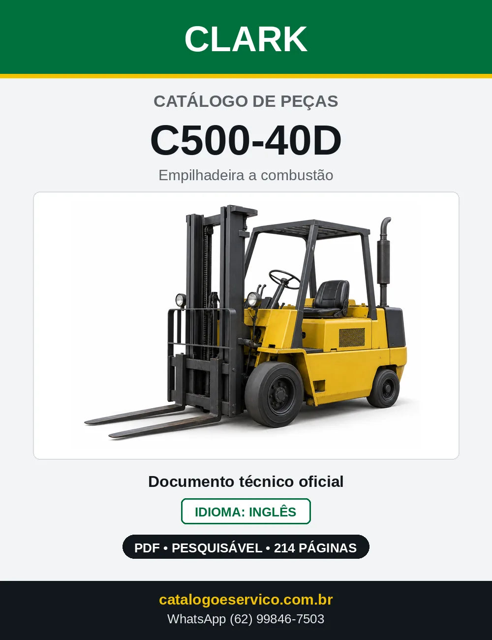 Catálogo de Peças Empilhadeira Diesel Clark C500-40D (0040D) — capa