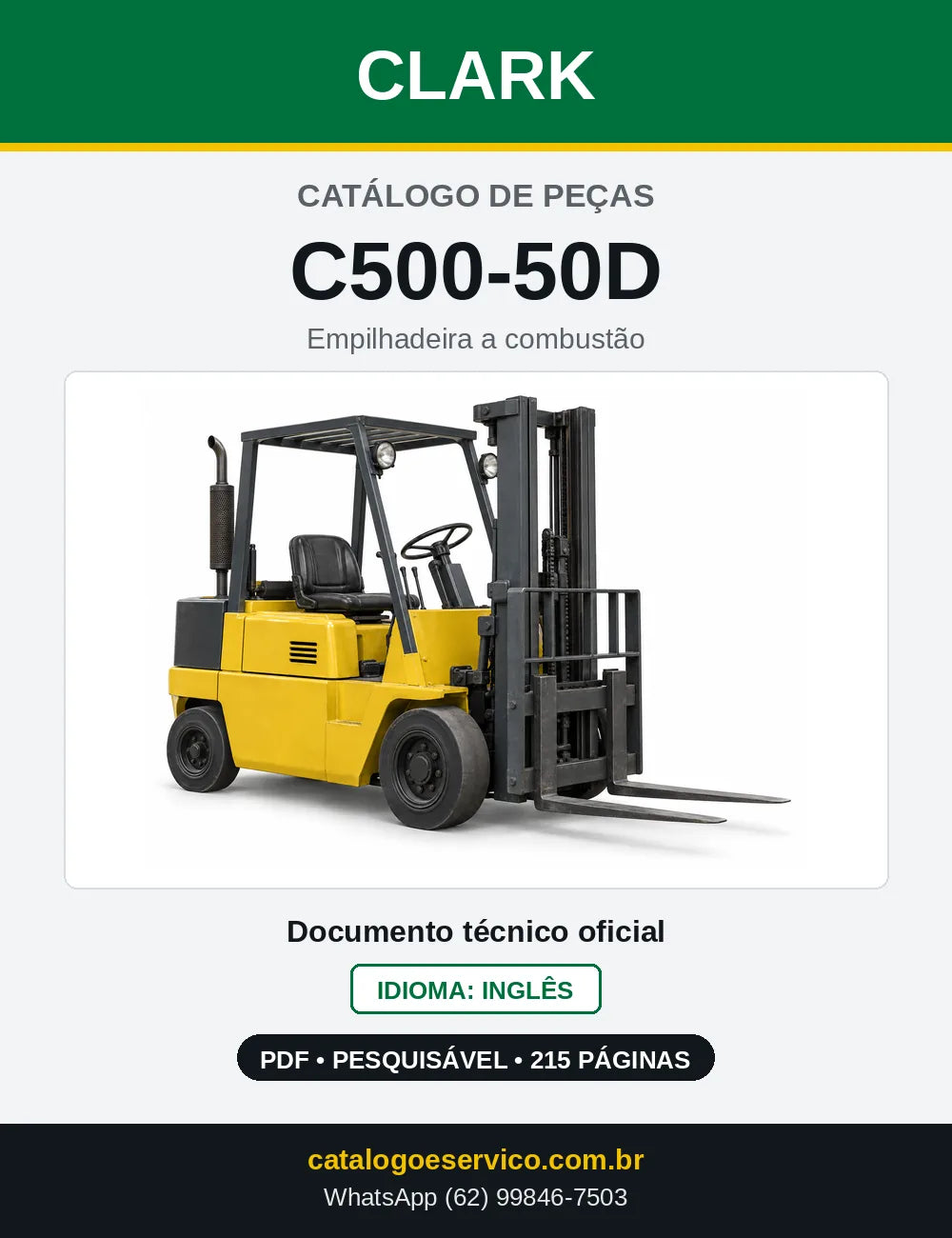Catálogo de Peças Empilhadeira Diesel Clark C500-50D (0050D) — capa