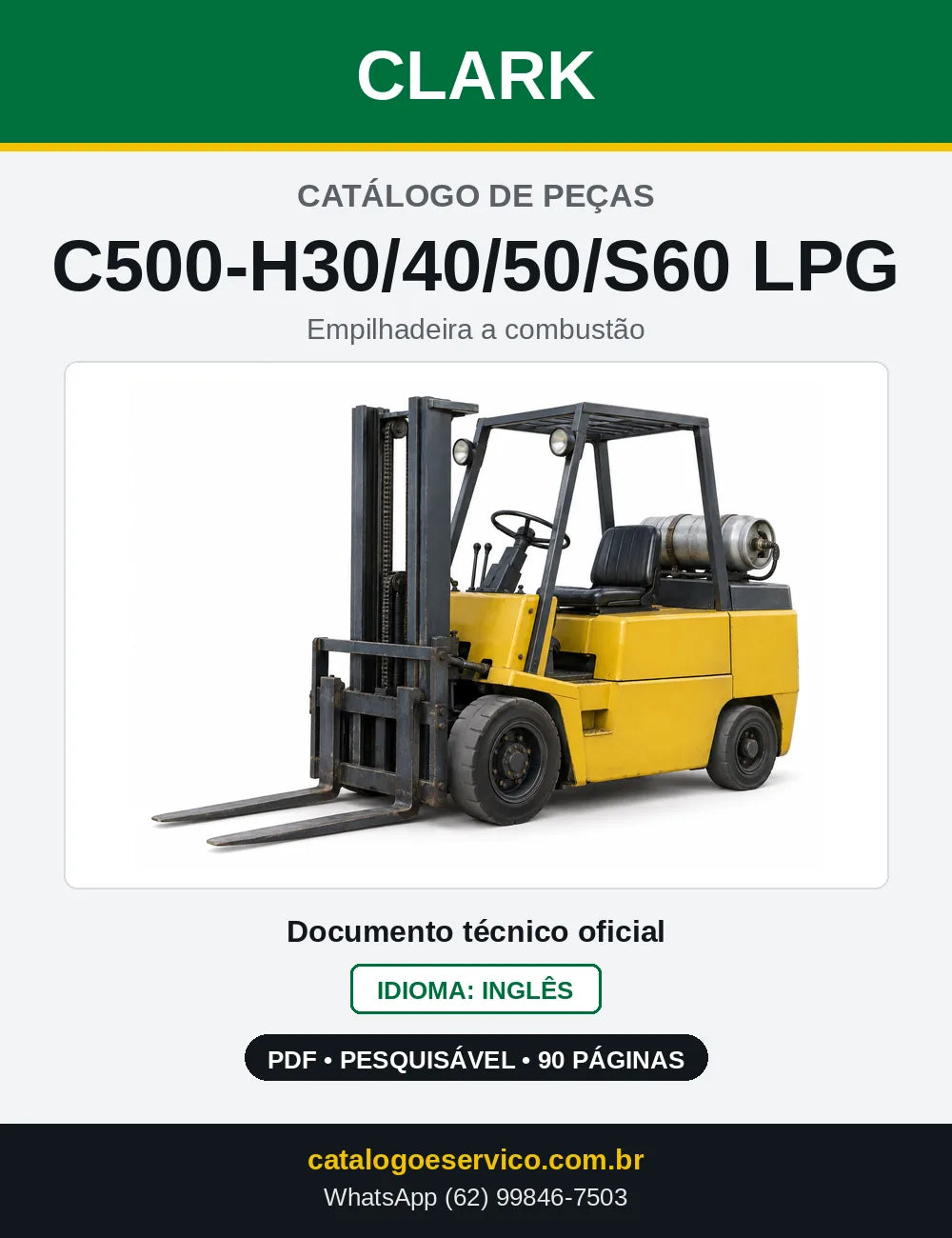 Catálogo de Peças Empilhadeira a GLP Clark C500-H30/40/50/S60 LPG (H0355LPG) — capa