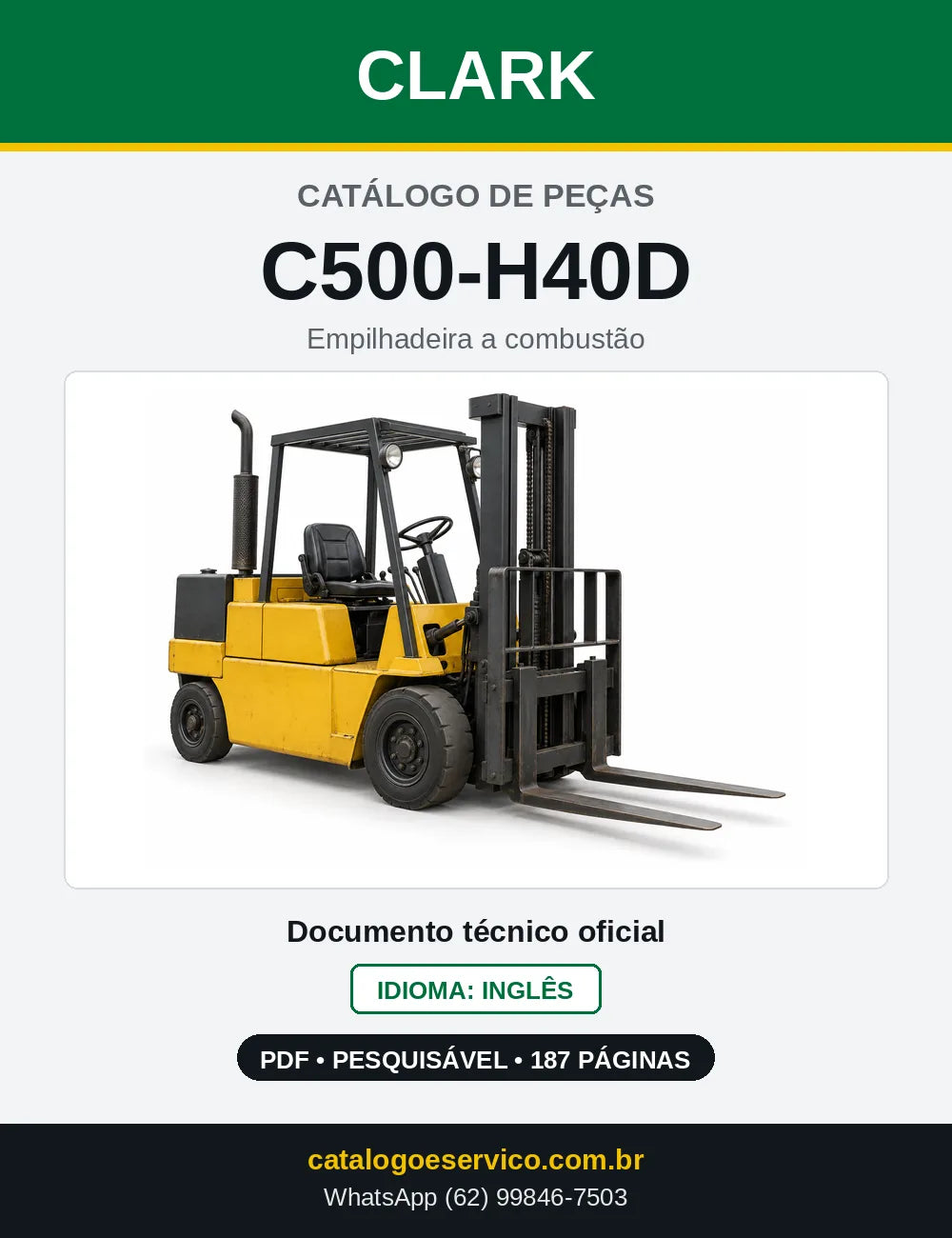 Catálogo de Peças Empilhadeira Diesel Clark C500-H40D (H0040D) — capa