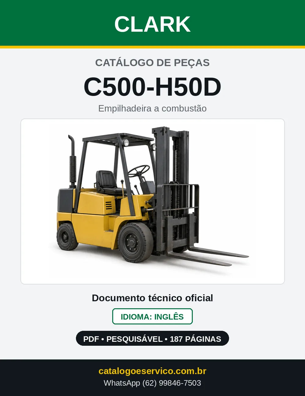 Catálogo de Peças Empilhadeira Diesel Clark C500-H50D (H0050D) — capa