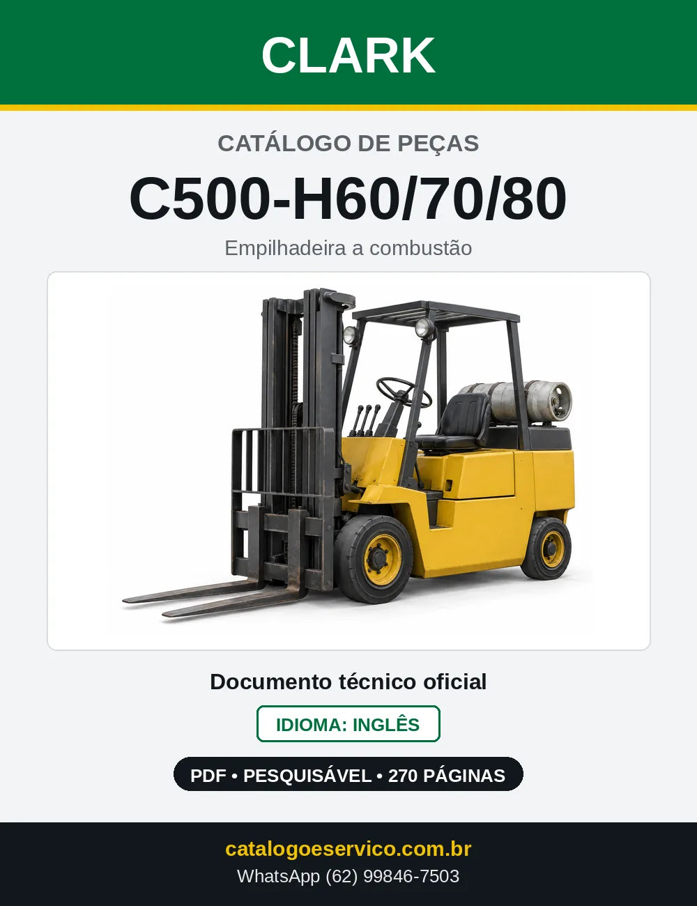Catálogo de Peças Empilhadeira Clark C500-H60/70/80 (H0685) — capa