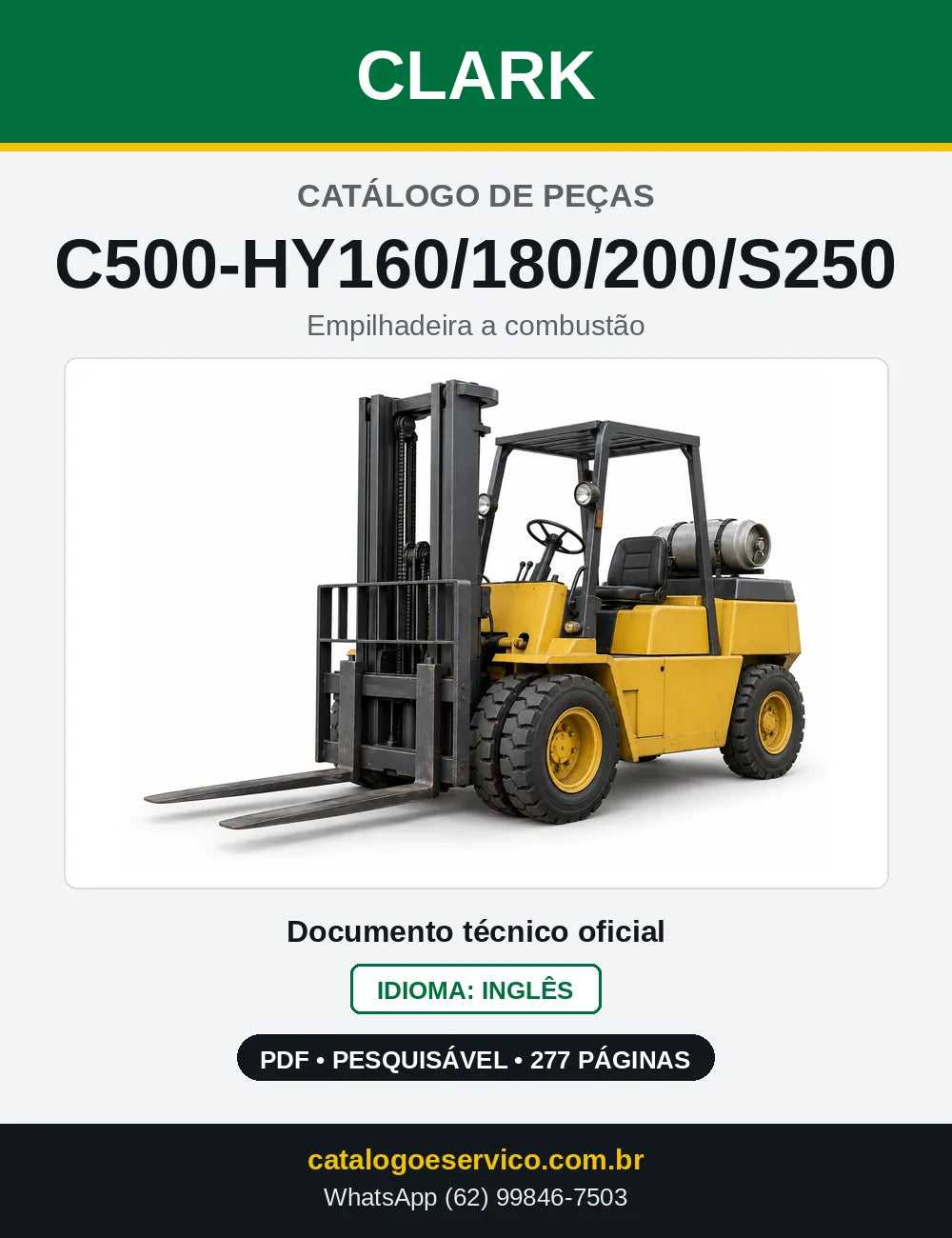 Catálogo de Peças Empilhadeira Clark C500-HY160/180/200/S250 (HY1625) — capa