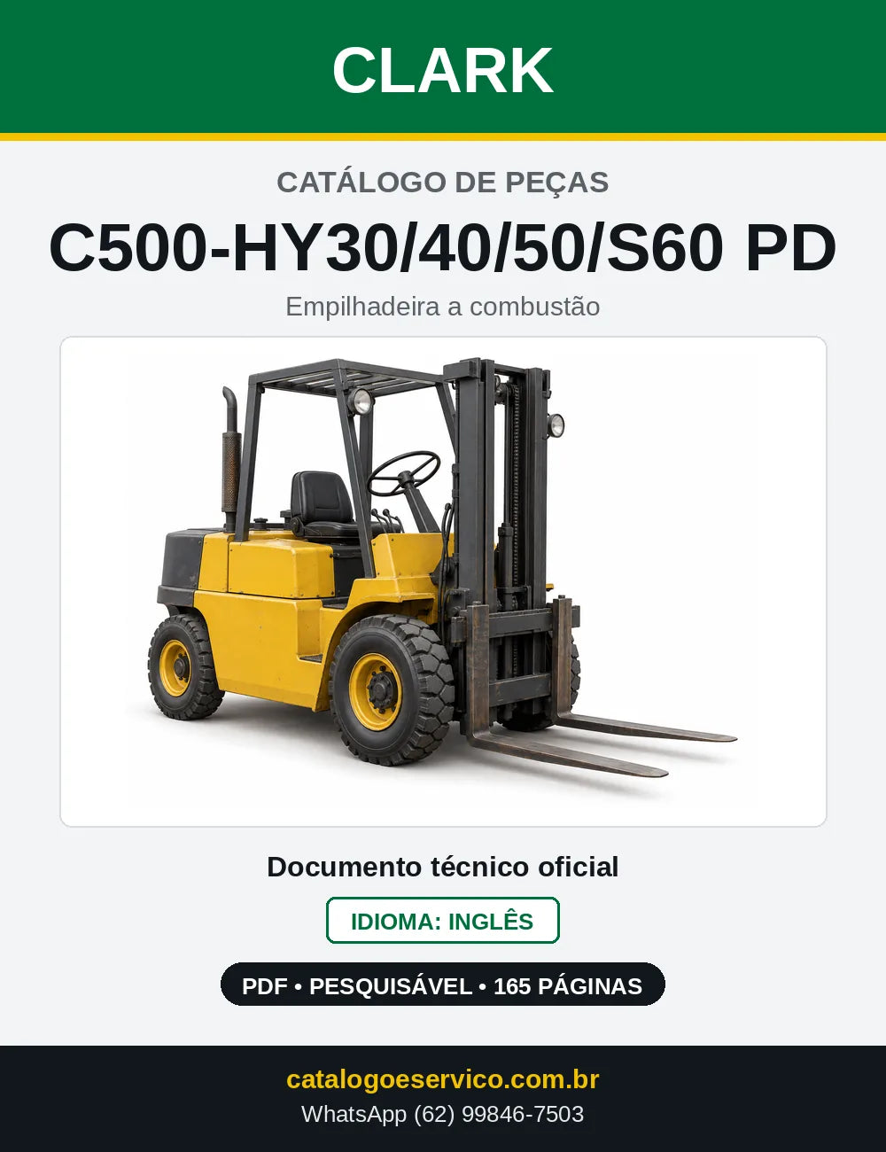 Catálogo de Peças Empilhadeira Diesel Clark C500-HY30/40/50/S60 PD (HY0355PD) — capa