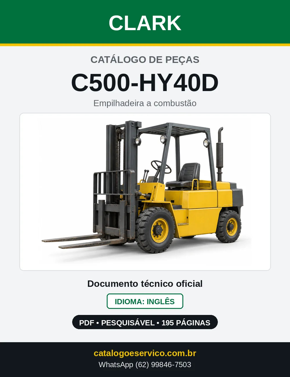 Catálogo de Peças Empilhadeira Diesel Clark C500-HY40D (HY0040D) — capa