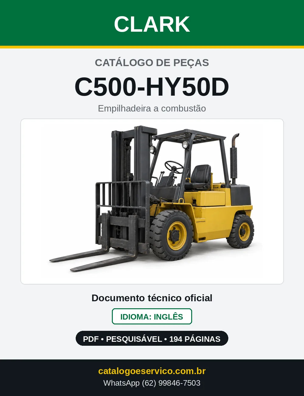 Catálogo de Peças Empilhadeira Diesel Clark C500-HY50D (HY0050D) — capa