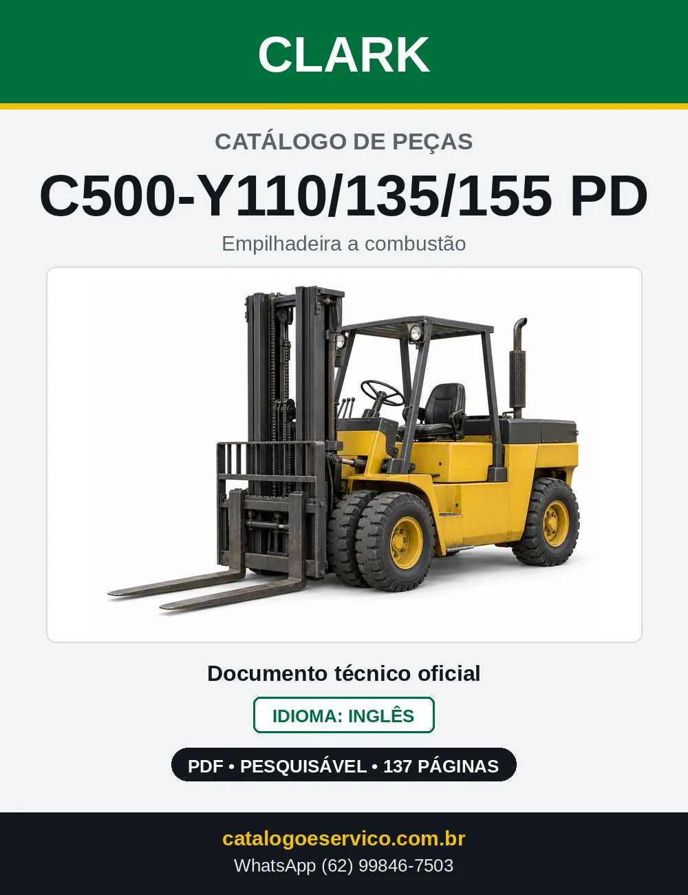 Catálogo de Peças Empilhadeira Diesel Clark C500-Y110/135/155 PD (Y1015PD) — capa