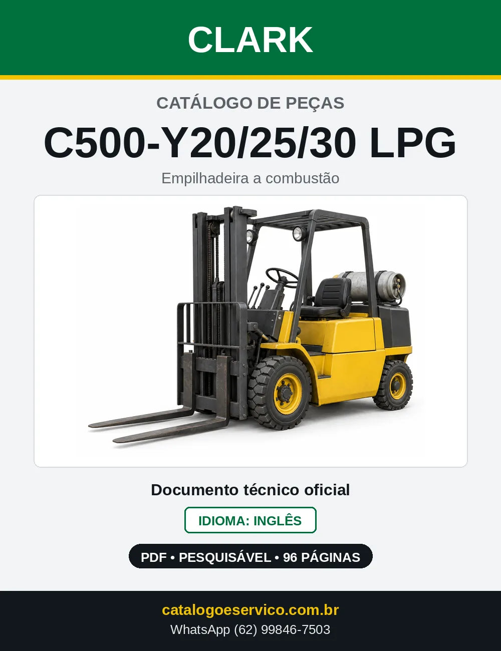 Catálogo de Peças Empilhadeira a GLP Clark C500-Y20/25/30 LPG (Y0235LPG) — capa