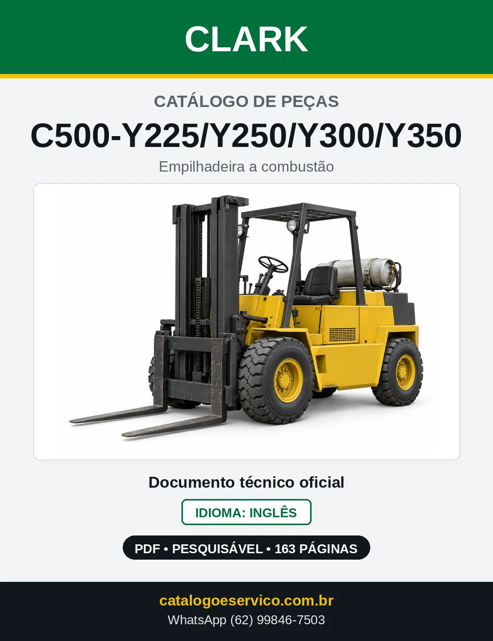 Catálogo de Peças Empilhadeira Clark C500-Y225/Y250/Y300/Y350 (Y2235) — capa