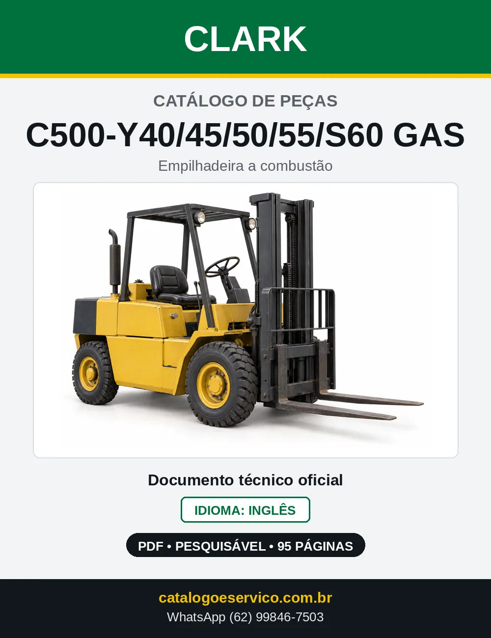 Catálogo de Peças Empilhadeira a Gasolina Clark C500-Y40/45/50/55/S60 GAS (Y0355GAS) — capa