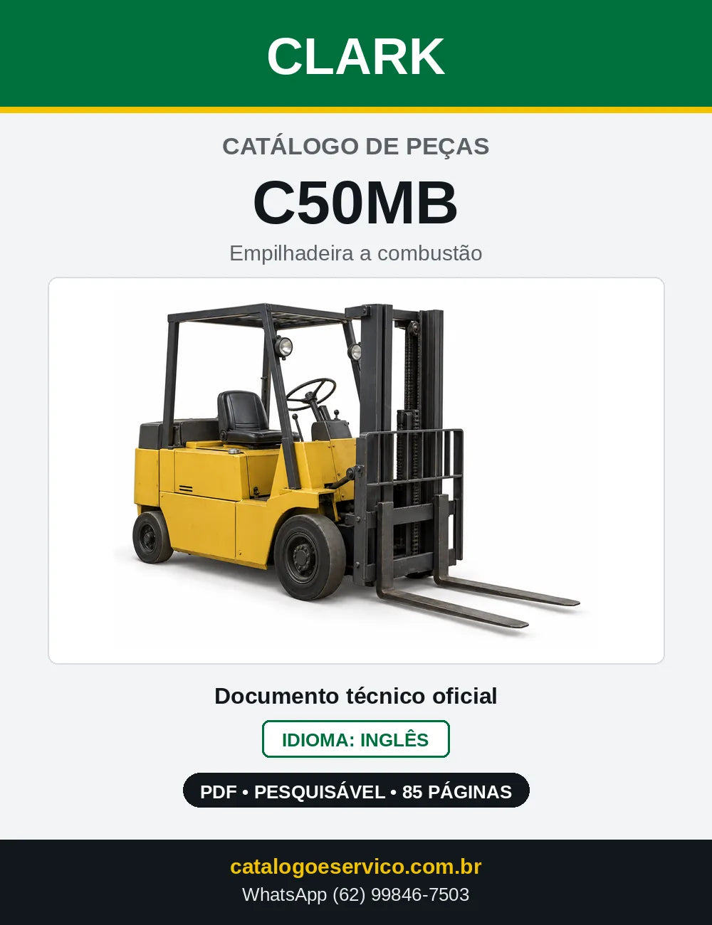 Catálogo de Peças Empilhadeira a Gasolina Clark C50MB (C0050MB) — capa