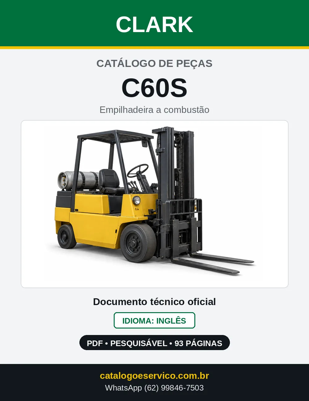 Catálogo de Peças Empilhadeira Clark C60S (C0060S) — capa